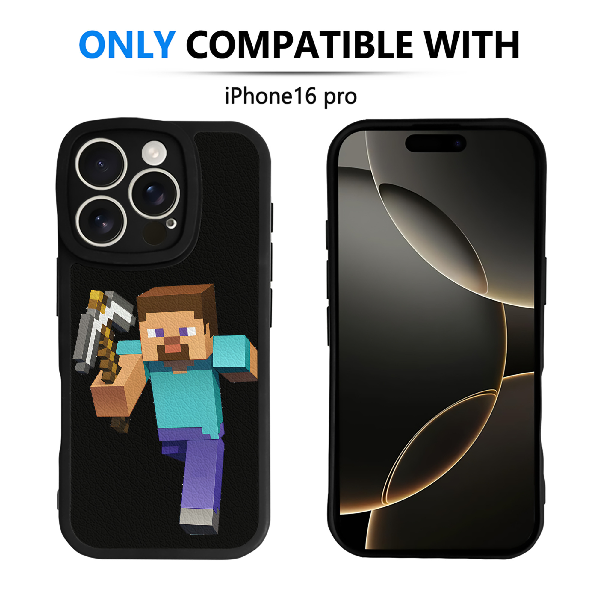 （画像用） マインクラフト ブロックの世界 Minecraft MC Block world 【iPhone 16シリーズ対応】シリコンスマホケース（レザー調） 材質：シリコン